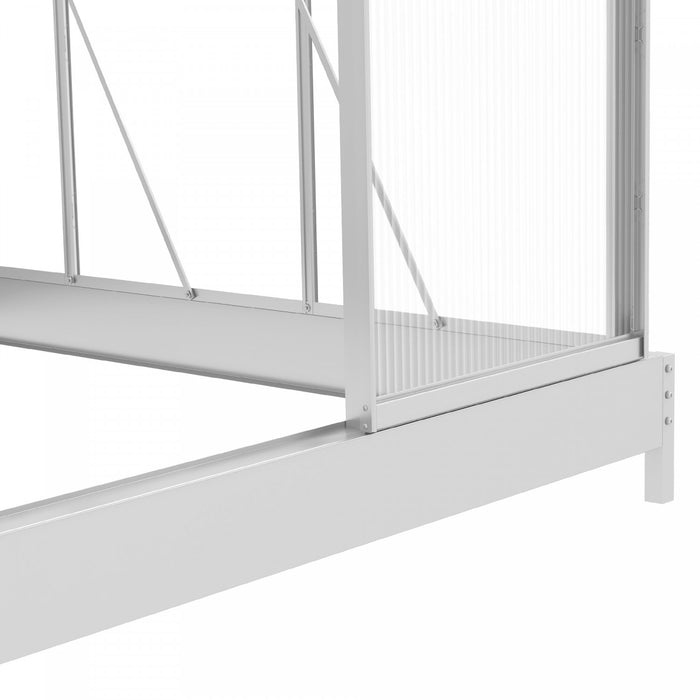 Outsunny Serre En Polycarbonate De 6' X 4', Serre De Plain-pied Avec Porte Coulissante, Fenetre Reglable, Cadre Et Fondation En Aluminium, Maison De Culture De Jardin Avec Gouttiere, Argente