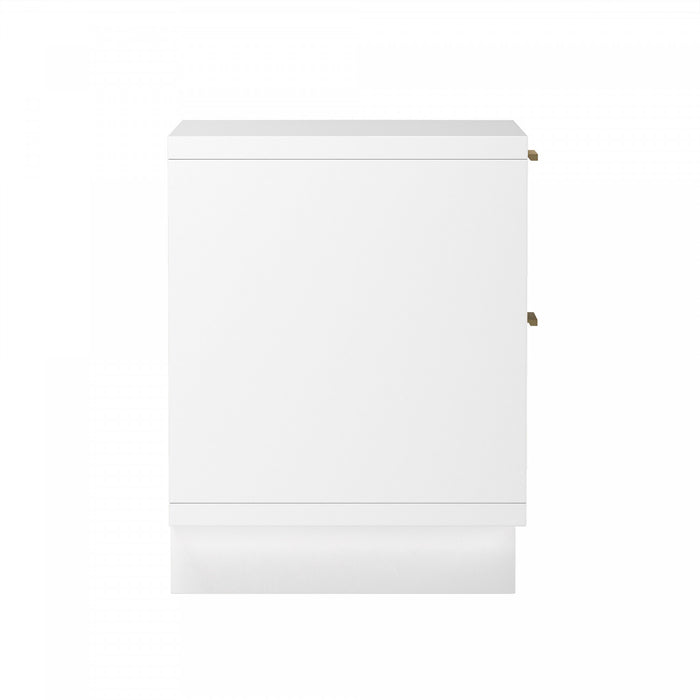 Table de nuit contemporaine Elara 18\" en bois massif blanc (2 tiroirs)