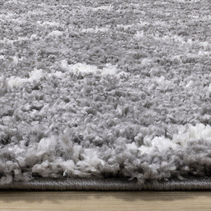 Tapis Taylor a poils longs diamants rustiques creme gris, 5'3\" x 7'7\"