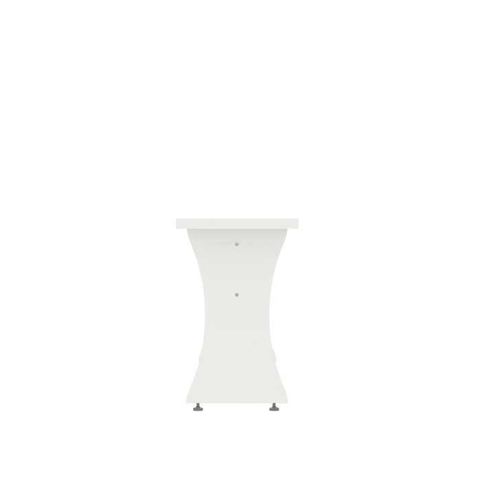 Banc de salle a manger Coney style milieu du siecle en blanc - Lot de 2