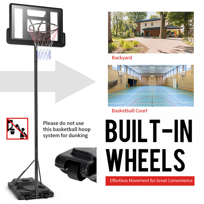 Base Et Panier De Basket-ball Portable Reglable En Hauteur Costway, Roues Arriere Incassables, 2 Filets