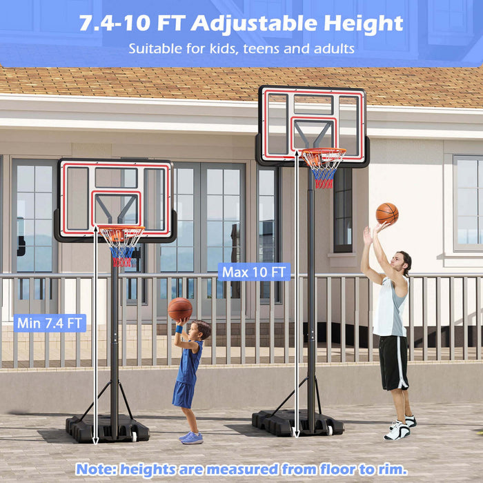 Goplus 7.4-10 Ft Systeme Exterieur De Cercle De Basket-ball Avec 44 Pouces De Panneau Arriere Pc A L'epreuve