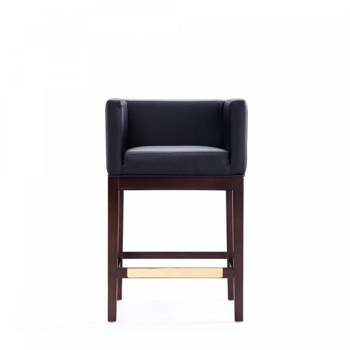Tabouret de comptoir Kingsley style milieu du siecle en bois et tissu, noir - Lot de 3