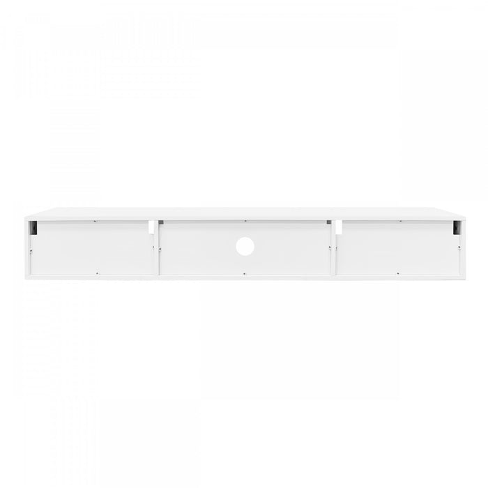Evan meuble TV mural flottant – meuble avec eclairage LED et portes de rangement, blanc