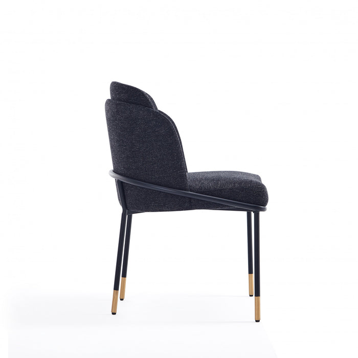 Chaise de salle a manger Flor en metal moderne a tissage serge, noire - Lot de 2