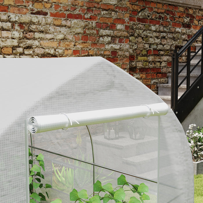Outsunny Serre Tunnel Portable 11,5' X 6,6' X 6,6', Blanc