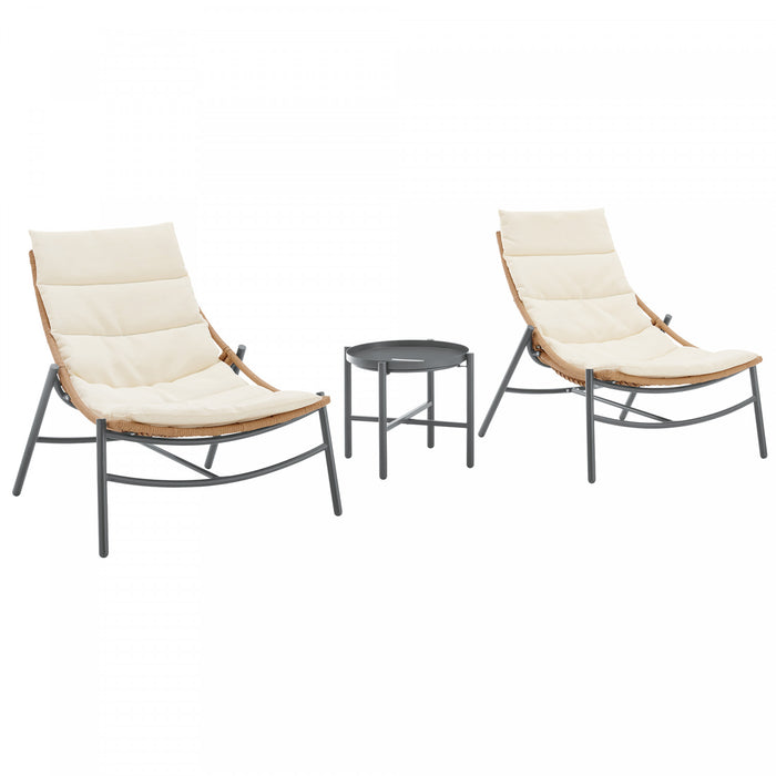 Ensemble de conversation moderne Sunset 3 pieces en creme