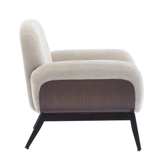 Audrey Fauteuil d’appoint ergonomique en bois massif avec revetement en tissu, fauve