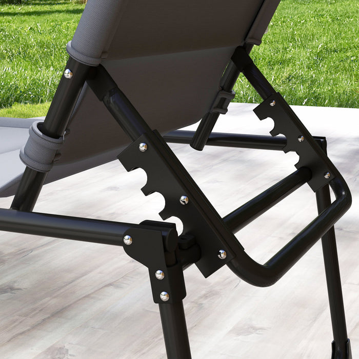 Outsunny Chaise Longue Pliante En 2 Parties, Gris