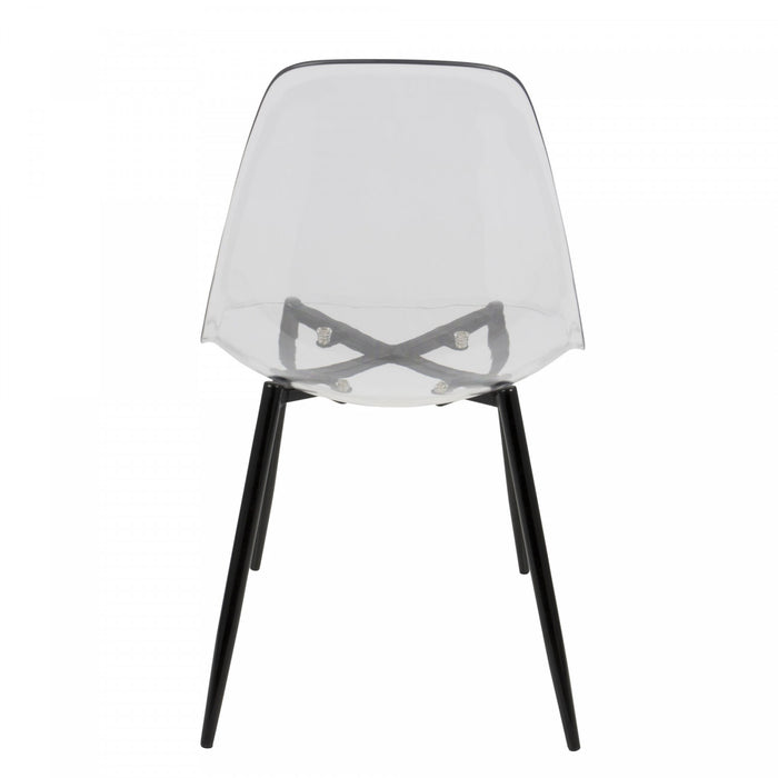 Chaise d’appoint de salle à manger moderne du milieu du 20e siècle Clara transparente et noire - ensemble de 2