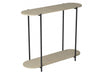 Console de 32 po de forme ovale avec 1 tablette de rangement - apparence de bois naturel avec métal noir