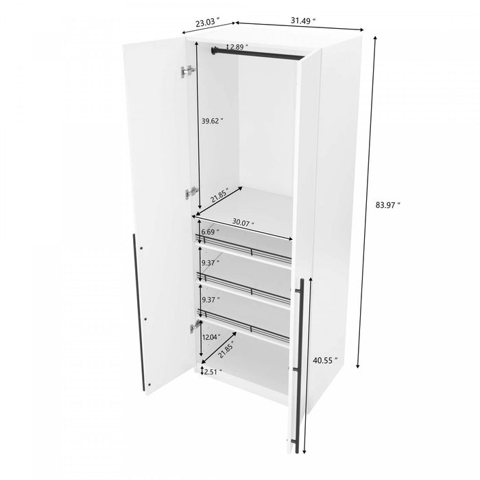 Armoire-penderie moderne Lee 3 pieces en blanc