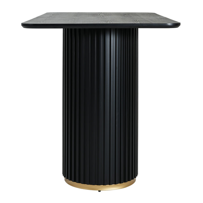 Table a manger industrielle moderne Jett 63 pouces avec base piedestal MDF et fer, noir