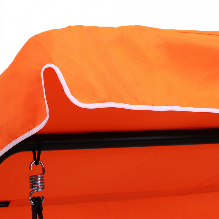 Outsunny Balancelle De Jardin 3 Places Toit Inclinaison Reglable Coussins Assise Et Dossier Acier Noir Polyester Orange