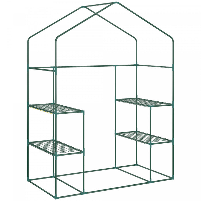 Outsunny Serre De Jardin Avec Porte Grillagee Et Etageres A 3 Niveaux