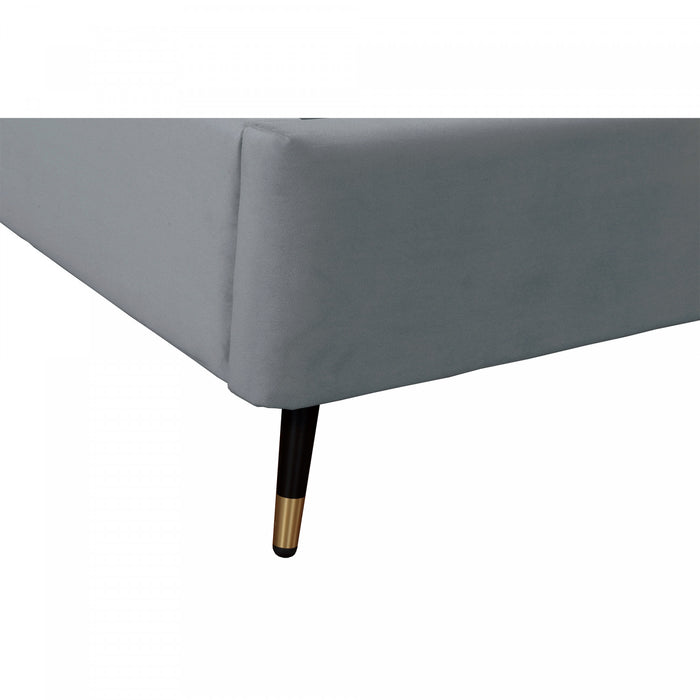 Lit Queen Moderne Crosby Rembourre en Velours Gris