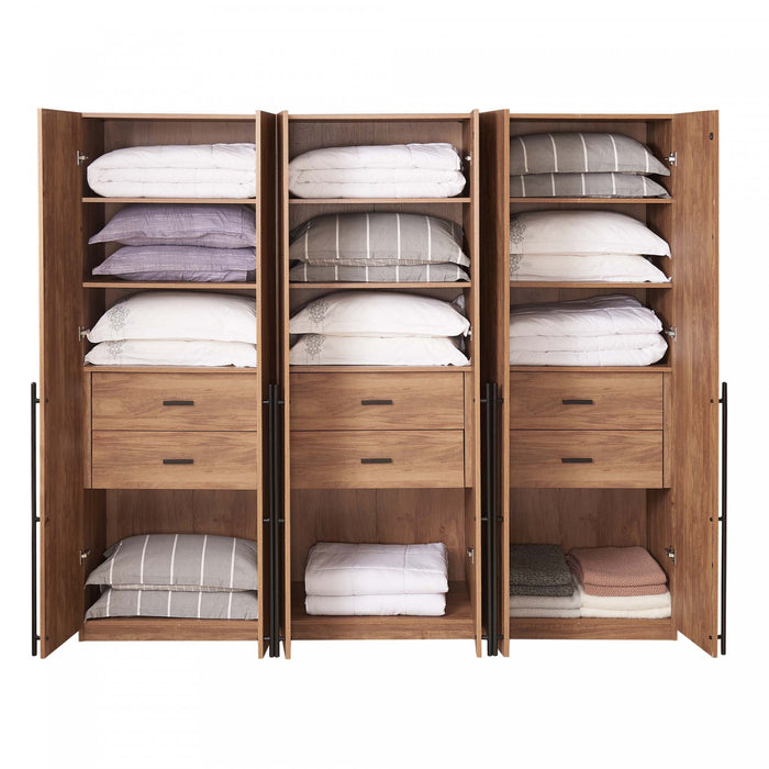 Armoire moderne Lee 32\" en brun dore - Ensemble de 3