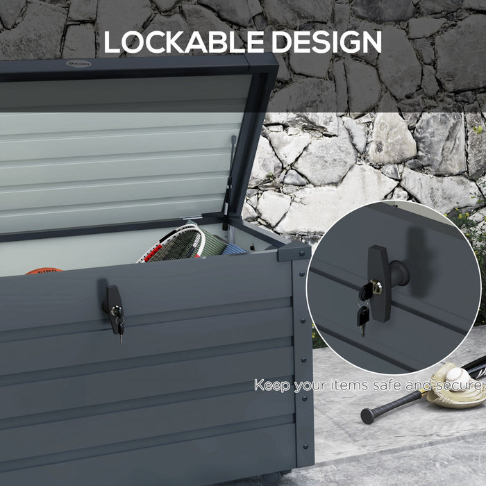 Outsunny Coffre de Jardin, Bac de Rangement avec Serrure, Gris