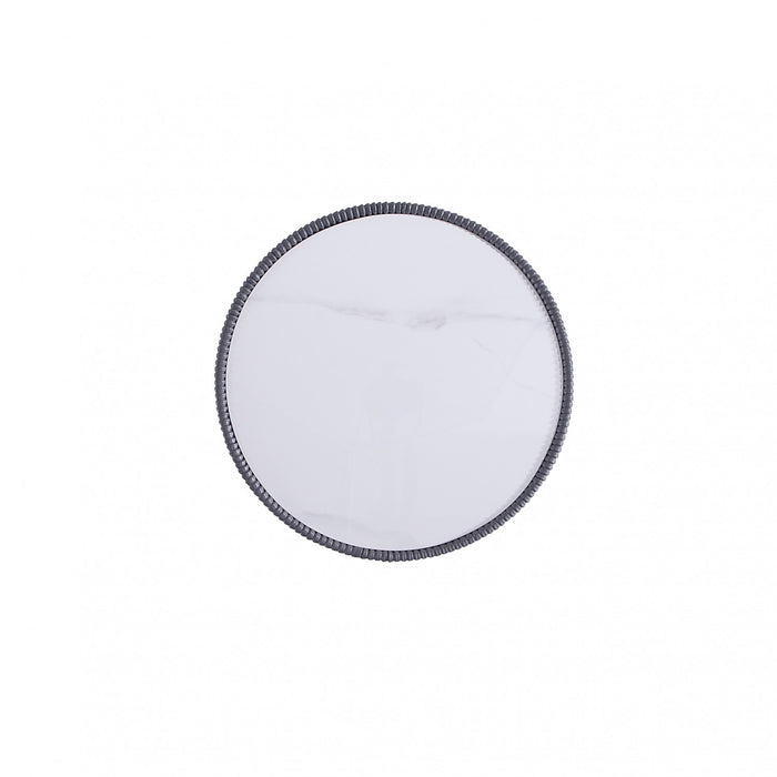 Table d’appoint Anderson moderne avec plateau en pierre frittee et revetement gris – Lot de 2