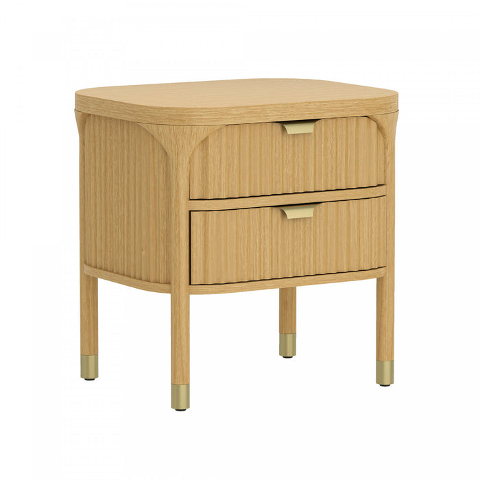 Table de nuit contemporaine Park 24\" en bois naturel (2 tiroirs)