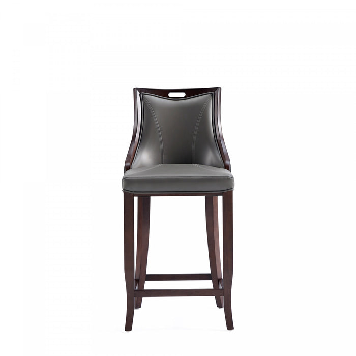 Tabouret de bar en bois traditionnel Emperor avec assise rembourree, graphite - Lot de 3