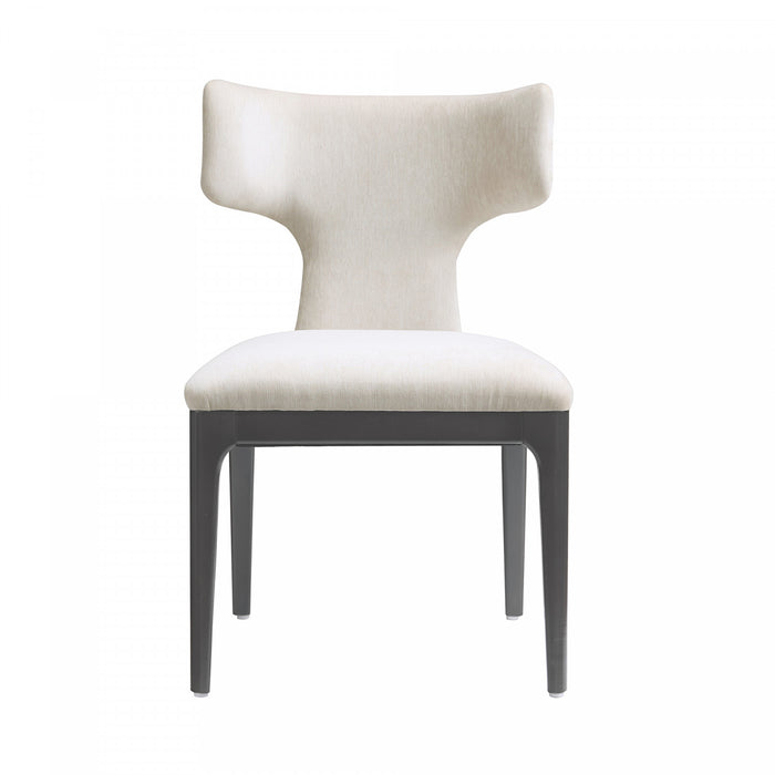 Chaise laterale en bois et chenille creme style mid-century Eloria - Lot de 2