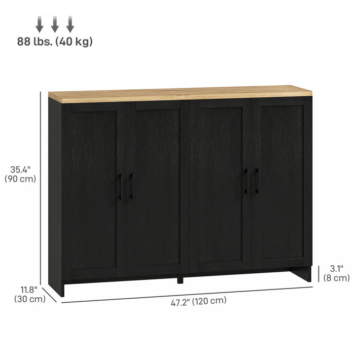 HOMCOM Armoire buffet moderne avec etageres reglables, noir