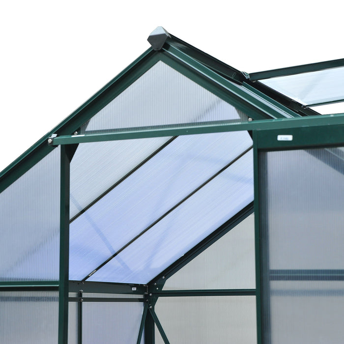 Outsunny 6'x6'x7' Entree Jardin Serre Polycarbonate Panneaux Plantes Fleur Croissance Abri Exterieur Maison Chaude Portable Cadre En Aluminium