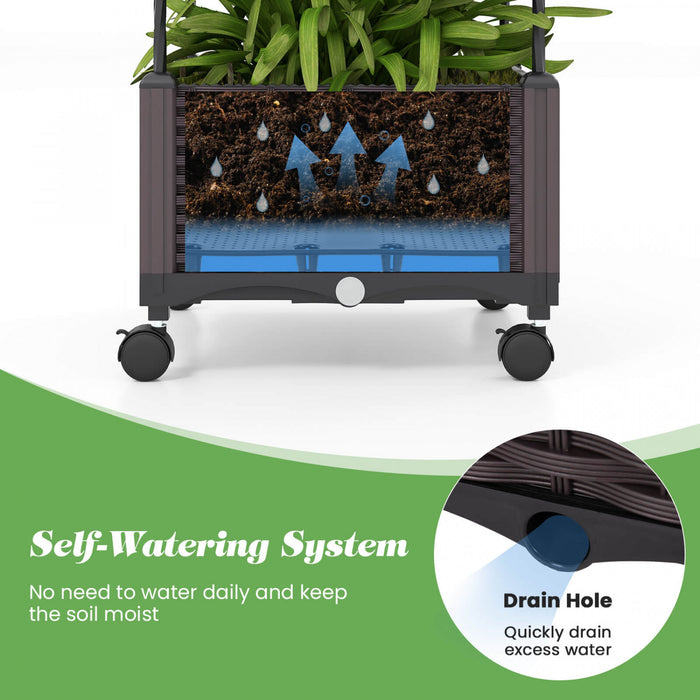 Costway 1 Pcs 67\" Planter Souleve Lit De Jardin Avec Planter Box & Trellis Hauteur Reglable