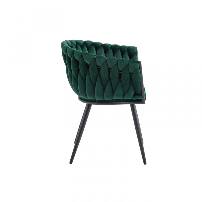 Chaise de salle à manger avec accoudoirs Hildy en velours vert (ensemble de 2)