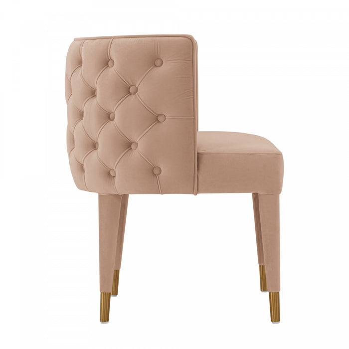 Chaise de salle a manger Maya en velours moderne, coloris nude - Lot de 2
