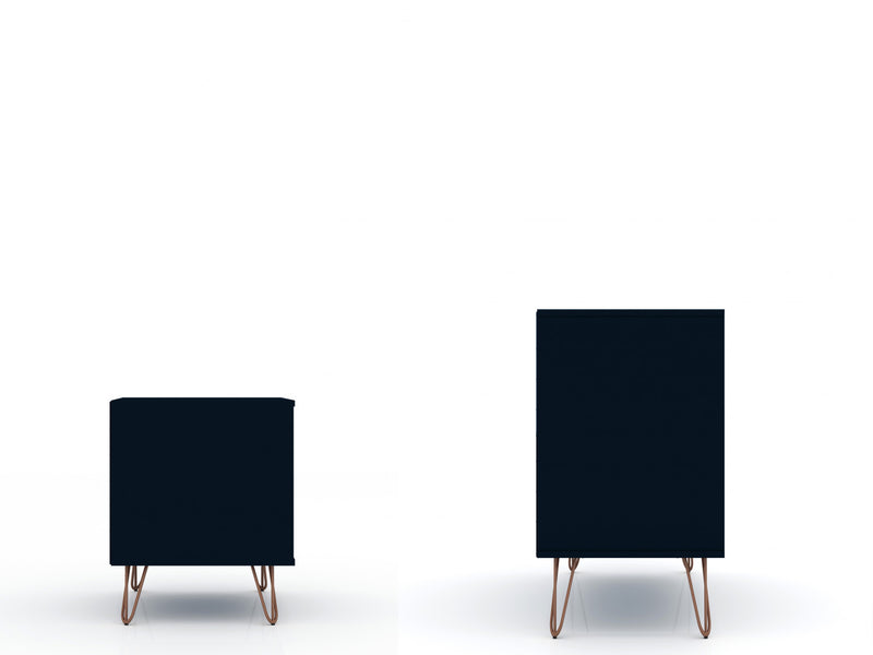Ensemble de commodes 2 pieces Rockefeller style milieu du siecle, bleu minuit