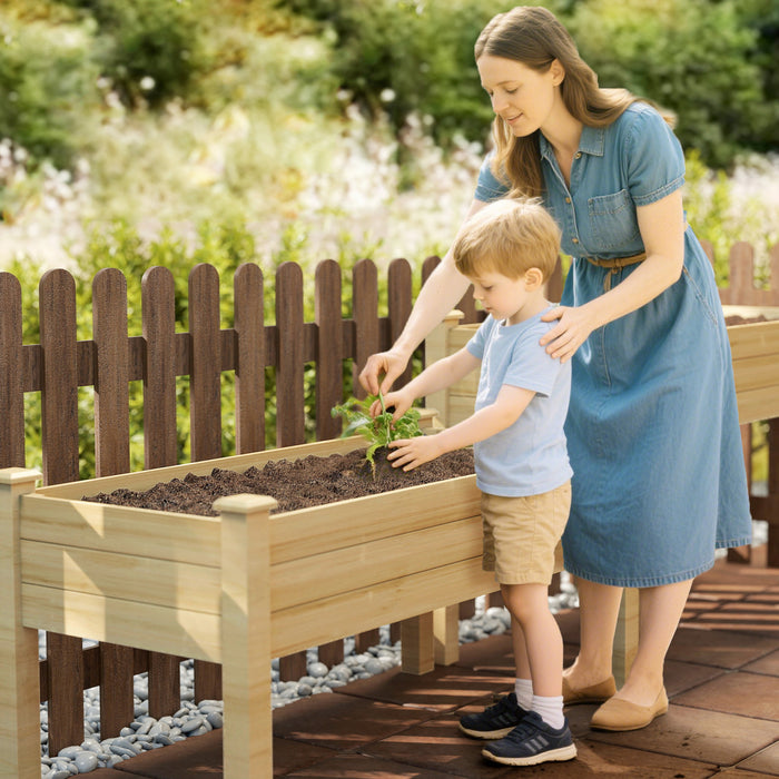 Outsunny Jardiniere Surelevee a 2 Niveaux, Bac a Plantes en Bois, Naturel
