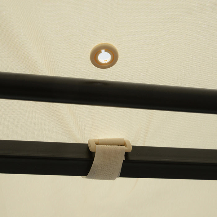 Outsunny 10x8pi Tonnelle De Terrasse En Metal Avec Auvent Lateral Extensible Abri Exterieur Jardin Pare-soleil Auvent Pont Porte Fenetre Auvent Creme Blanc