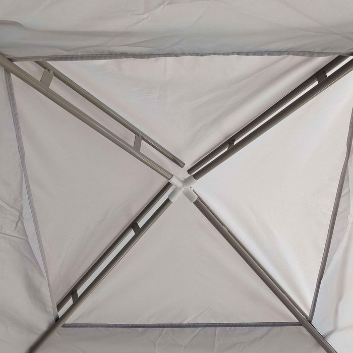 Outsunny Tente D'auvent 10' X 10', Tente Partielle Avec Filet En Maille Et Toit A Deux Niveaux Pour Jardin, Terrasse, Exterieur, Gris