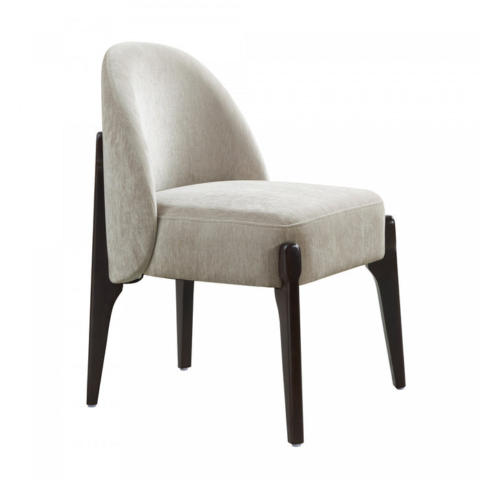 Chaise laterale contemporaine moderne Oslo en bois et chenille taupe - Lot de 2