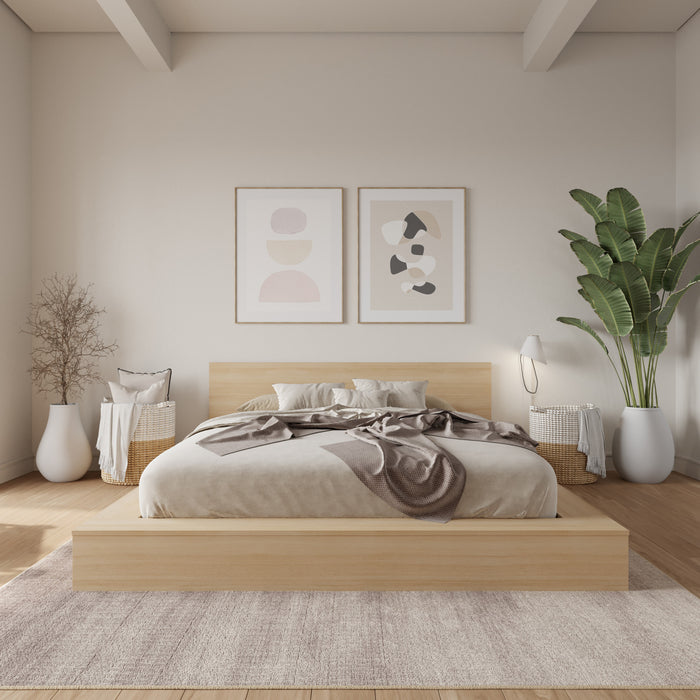 Kanso Lit a Plateforme Basse avec Tete de Lit