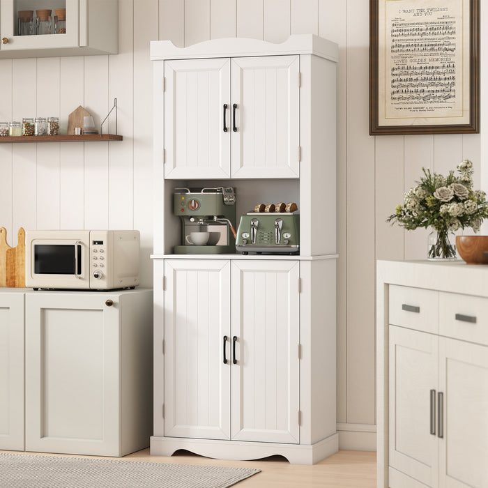 HOMCOM Armoire de cuisine 73\" avec etageres de porte, blanc