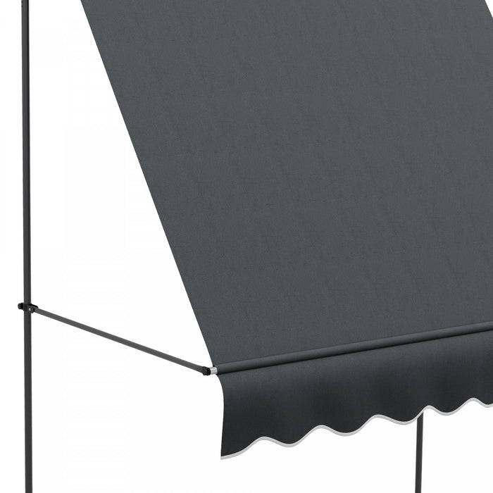 Outsunny Auvent Retractable 6.5' X 4', Autoportant Et Sans Vis, Gris Fonce
