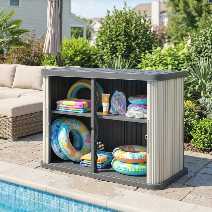 Outsunny Armoire de Rangement Exterieur 480 L, Abri de Jardin en Plastique, Gris