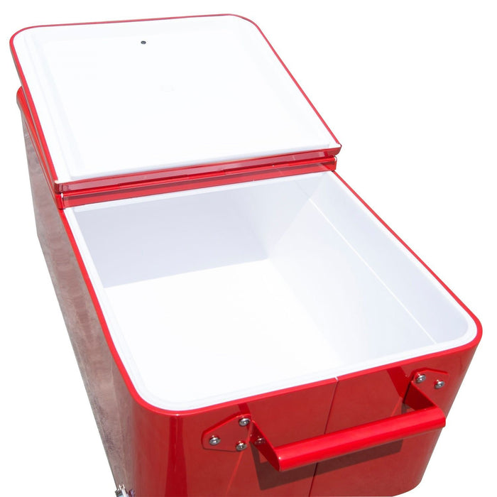 Outsunny 80 litres, chariot refrigerant a roulettes, portable, pour terrasse, biere glacee, boissons