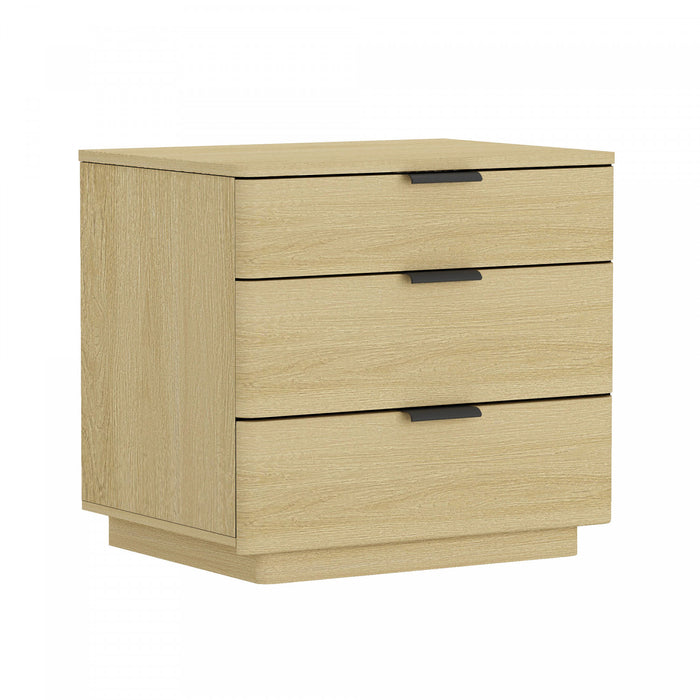 Table de nuit moderne Payton 66 cm en chene naturel (3 tiroirs)