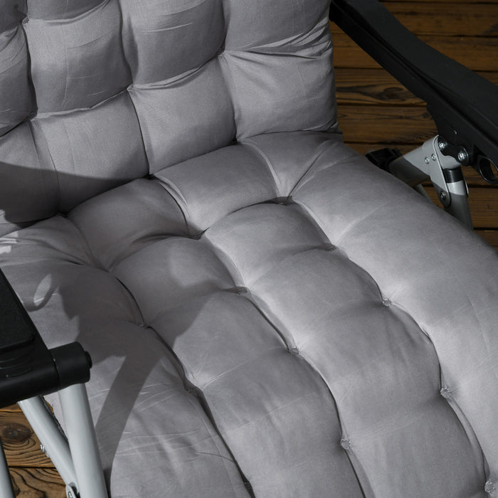 Outsunny Chaise Inclinable, Chaise Longue Pliante Avec Porte-gobelet