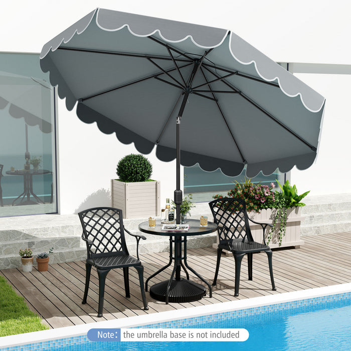Parasol de patio Costway 10 FT avec reglage d'inclinaison a manivelle, bordures, haut ventile, 8 baleines, gris