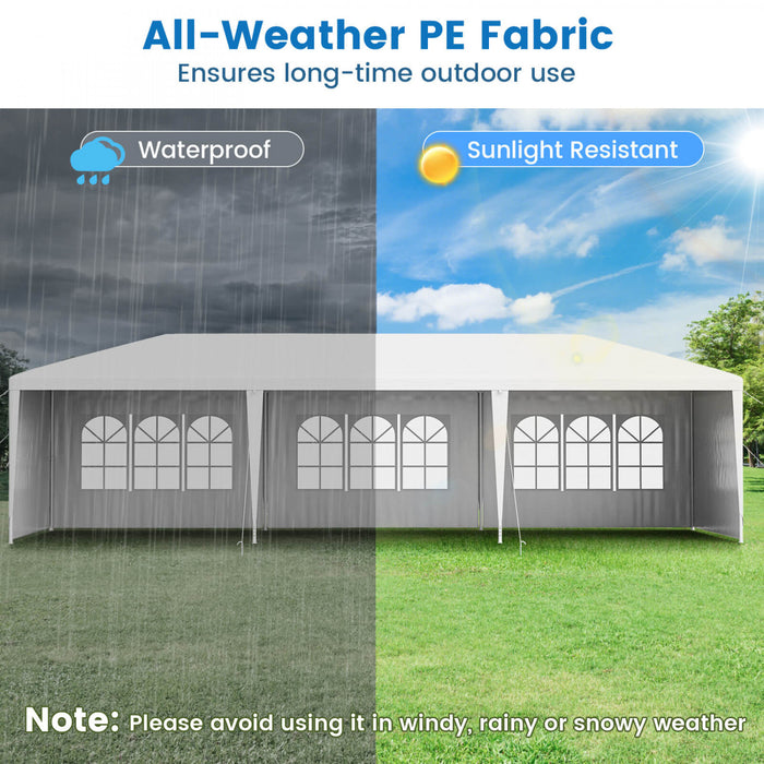 Tonnelle Exterieur 3 M X 9 M, Belvedere Impermeable A L’eau, Pavillon Robuste Grande Tente Avec Forte Connexion, Piquets Cordes, Pour Fetes, Evenements, Mariage, Plage Bbq , Facile A Assembler, Blanc