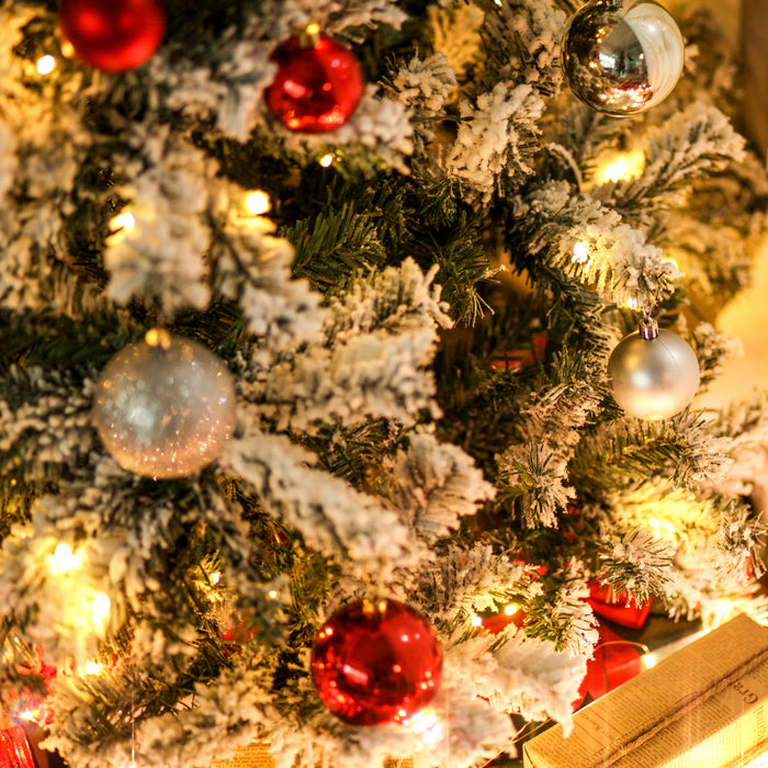 Homcom Arbre De Noel Artificiel Floque De Neige De 1.8 M Avec 928 Branches Et 250 Lumieres Led Blanc Chaud