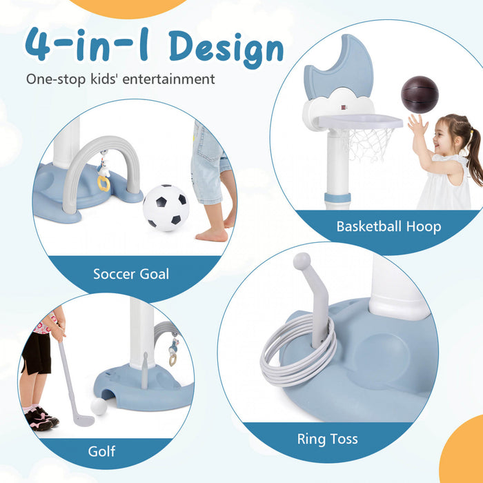 Costway 4-en-1 Tout-petits Cercle De Basket-ball Avec Basket-ball Football Golf Et Jeu De Lancement De Bague