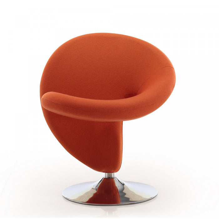 Fauteuil lounge pivotant moderne en laine melangee Curl, orange - Lot de 2