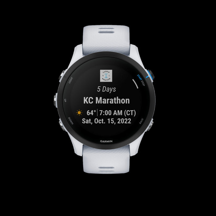Garmin Forerunner® 255 Music Gps Montre Intelligente - Suivi De La Sante Avec Une Autonomie De Batterie De 14 Jours - Pierre Blanche
