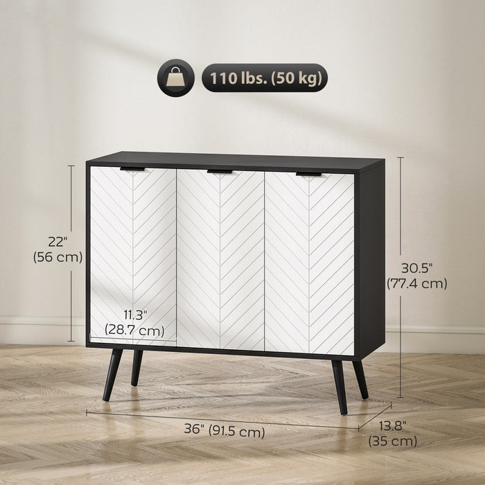 HOMCOM Armoire de rangement buffet armoire d'appoint etageres reglables